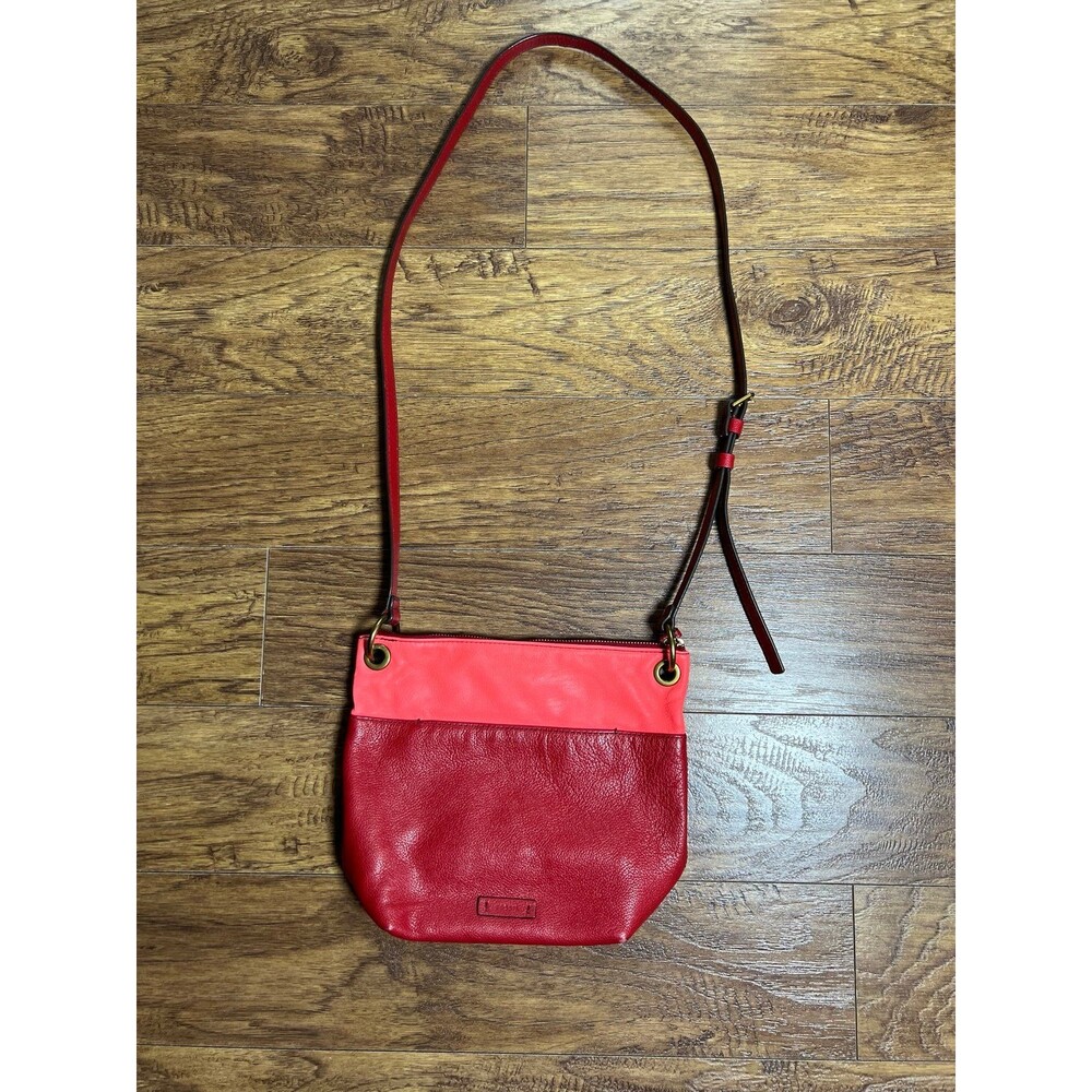 Fossil Keely Crossbody Shoulder Purse Handbag Bag Red Pink Multi Color Leather
